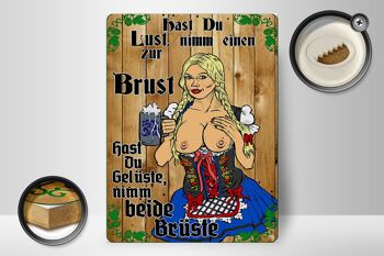Panneau en bois Pinup 30x40cm Take one to the Chest Beer 2