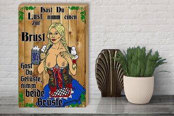 Panneau en bois Pinup 30x40cm Take one to the Chest Beer 3