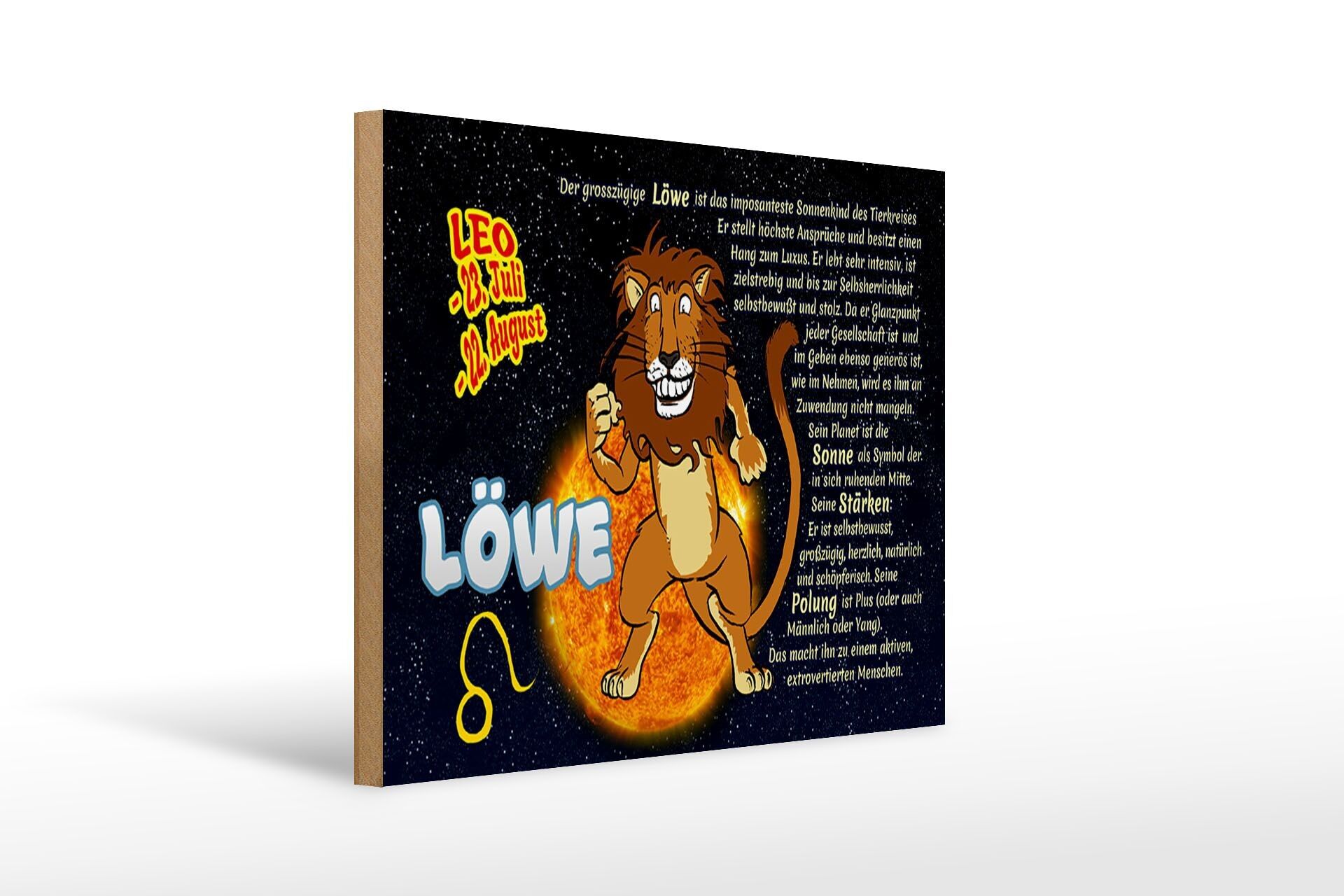 Segno zodiacale in legno 40x30 cm Leone Pianeta Sole