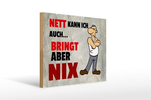 Holzschild Spruch 40x30cm nett kann ich auch bringt aber nix