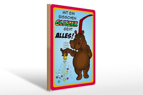 Holzschild Spruch 30x40cm mit bisschen Glitzer geht Alles