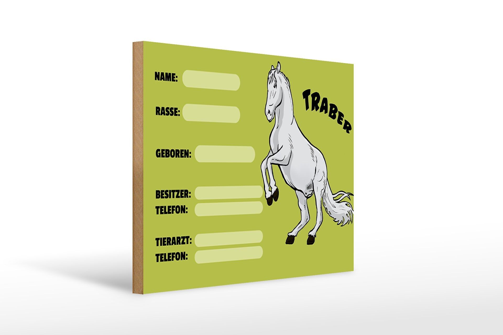 Wooden sign horse 40x30cm trotter details name owner