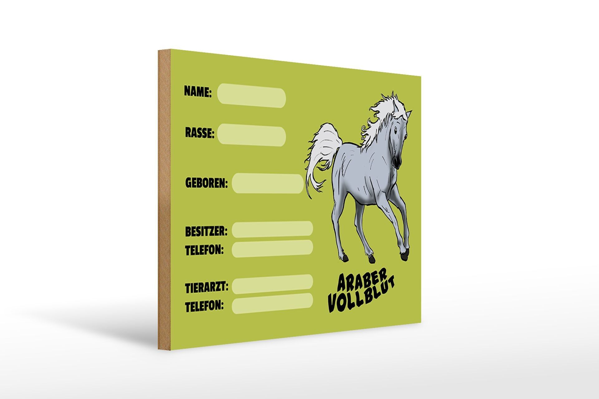 Wooden sign horse 40x30cm Arabian thoroughbred name owner