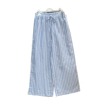 Wide striped cotton gauze pants