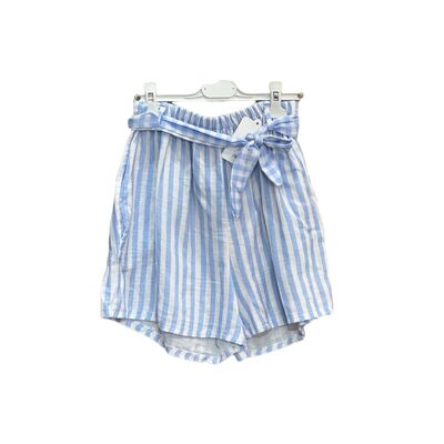 Wide striped cotton gauze shorts