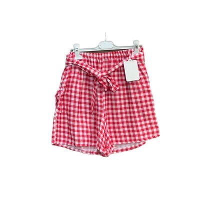 Shorts de gasa de algodón vichy