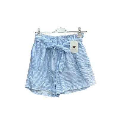 Shorts in garza di cotone a righe sottili