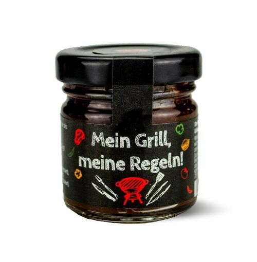 Grill Sauce BBQ Mini Glas "Mein Grill, meine Regeln"