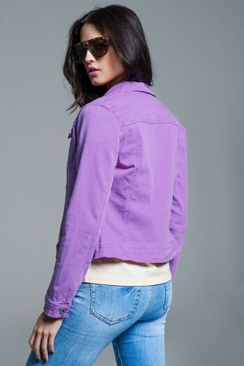 Veste camionneur slim en jean en lilas 2