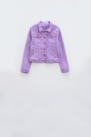 Veste camionneur slim en jean en lilas 6