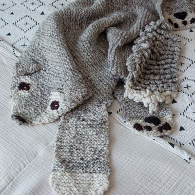 Alfombra lobo gris en lana orgánica eco-responsable - WOOLFY - Kenana Knitters