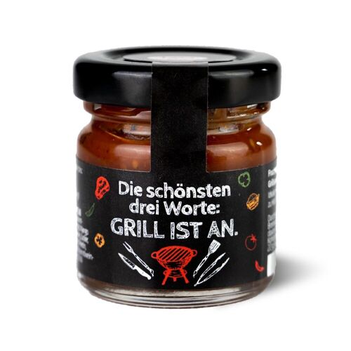 Grill Sauce Mango & Curry "Die schönsten drei Worte" Mini Glas