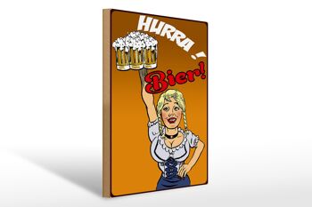 Panneau en bois Pinup 30x40cm Hourra ! Bière 1