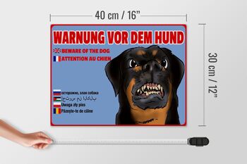 Panneau en bois avis 40x30cm avertissement chiens multi langues 4
