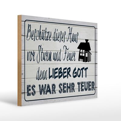 Holzschild Spruch 40x30cm beschütze dieses Haus vor Sturm