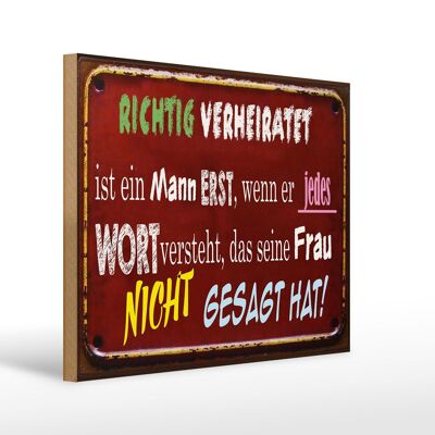 Holzschild Spruch 40x30cm Achtung Verheiratet ist Mann