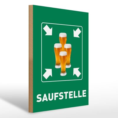 Holzschild 30x40cm Saufstelle Biergläser Bier