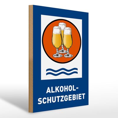 Holzschild Bier 30x40cm Alkoholschutzgebiet Biergläser