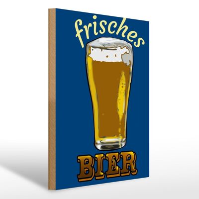 Holzschild 30x40cm frisches Bier Bierglas