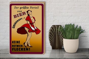 Panneau en bois Pinup 30x40cm avantage bière pas de taches de vin rouge 3