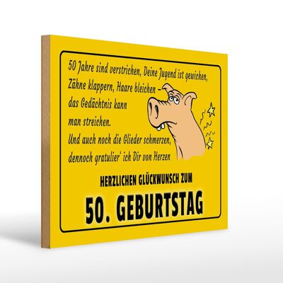 Holzschild Spruch 40x30cm Glückwunsch zum 50.Geburtstag