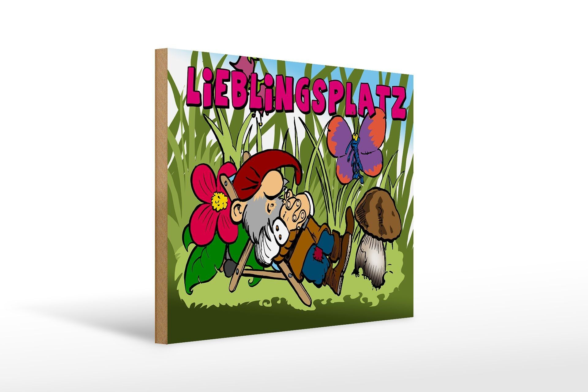 Cartello in legno con scritta 40x30 cm: il posto preferito del nano in giardino