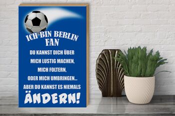 Panneau en bois 30x40cm "Je suis un fan de football de Berlin" 3