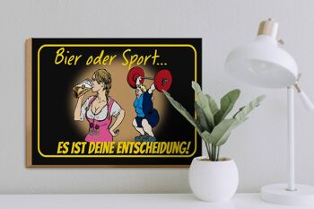 Panneau en bois Pinup 30x40cm décision bière ou sport 3