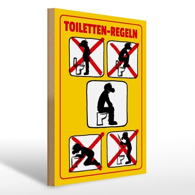Panneau en bois avis règles toilettes 30x40cm