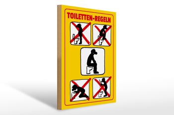 Panneau en bois avis règles toilettes 30x40cm 1