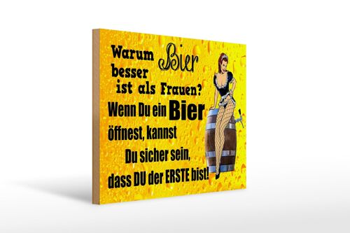 Holzschild Pinup 40x30cm Warum Bier besser ist als Frauen