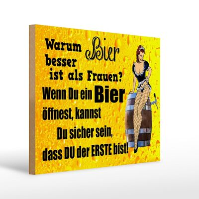 Holzschild Pinup 40x30cm Warum Bier besser ist als Frauen