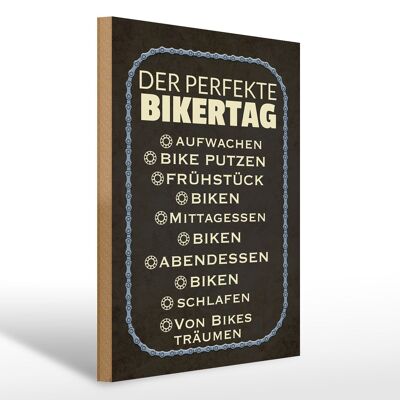 Cartello in legno 30x40 cm con scritta "La bici perfetta per il motociclista".