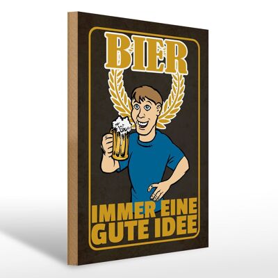 Holzschild 30x40cm Bier immer eine gute Idee Bierhumpen