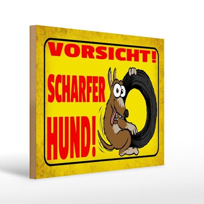 Holzschild Hinweis 40x30cm Vorsicht scharfer Hund