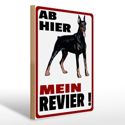 Holzschild Hinweis 30x40cm ab hier mein Revier Hund