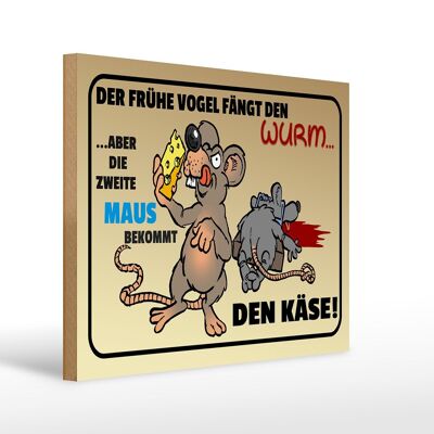 Holzschild Spruch 40x30cm der frühe Vogel fängt den Wurm