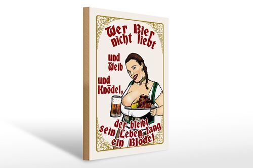 Holzschild Pinup 30x40cm wer Bier nicht liebt ein Blödel