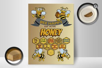 Panneau en bois disant 30x40cm Bee happy eat more honey honey 2