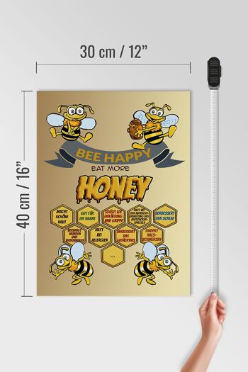 Panneau en bois disant 30x40cm Bee happy eat more honey honey 4