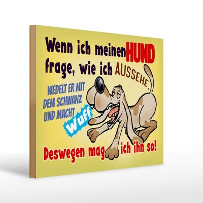 Holzschild Spruch 40x30cm wenn ich meinen Hund frage