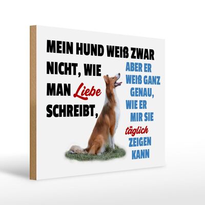 Holzschild Spruch 40x30cm mein Hund weiß zwar Hundeliebe