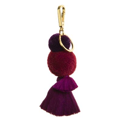 Pom Pom & Tassel Keyring / Bag charm -  Cassis