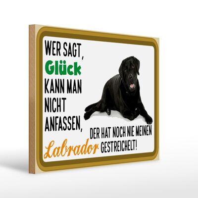 Holzschild Spruch 40x30cm Glück nicht anfassen Labrador