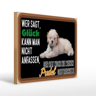 Holzschild Spruch 40x30cm Glück nicht anfassen Pudel Hund