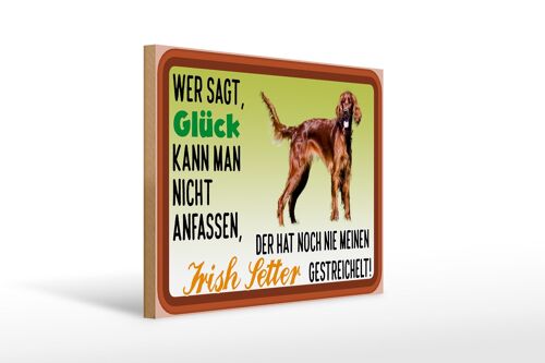 Holzschild Spruch 40x30cm Glück Irish Setter Hund