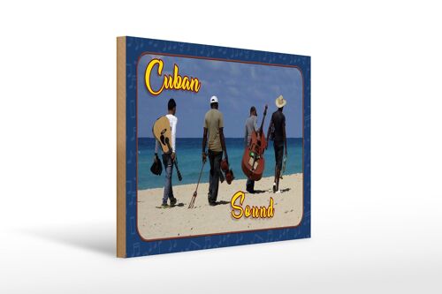 Holzschild Cuba 40x30cm Cuban Sound Band am Strand