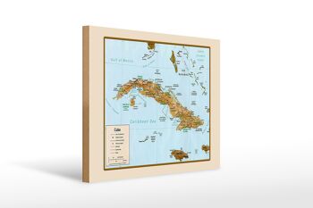 Panneau en bois Carte de Cuba 40x30cm 1