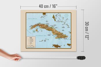 Panneau en bois Carte de Cuba 40x30cm 4