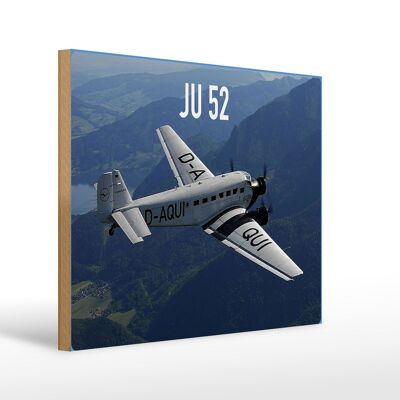 Cartello in legno aereo 40x30 cm JU 52 in aria